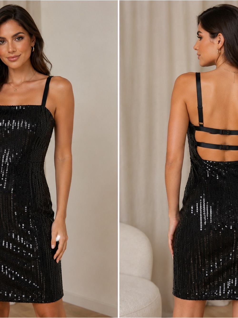 Emerald Sundae Black Sequin Mini Dress